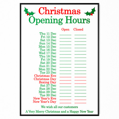Christmas opening times hours - christmas,