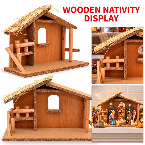 Christmas nativity stable 30cm - christmas,