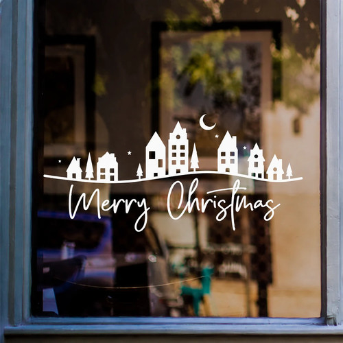 Merry christmas village window - christmas,