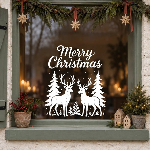 Merry christmas stag window - merry,