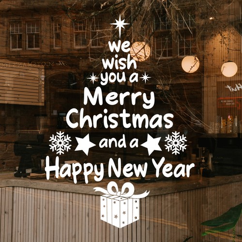 Merry christmas wall window - merry,